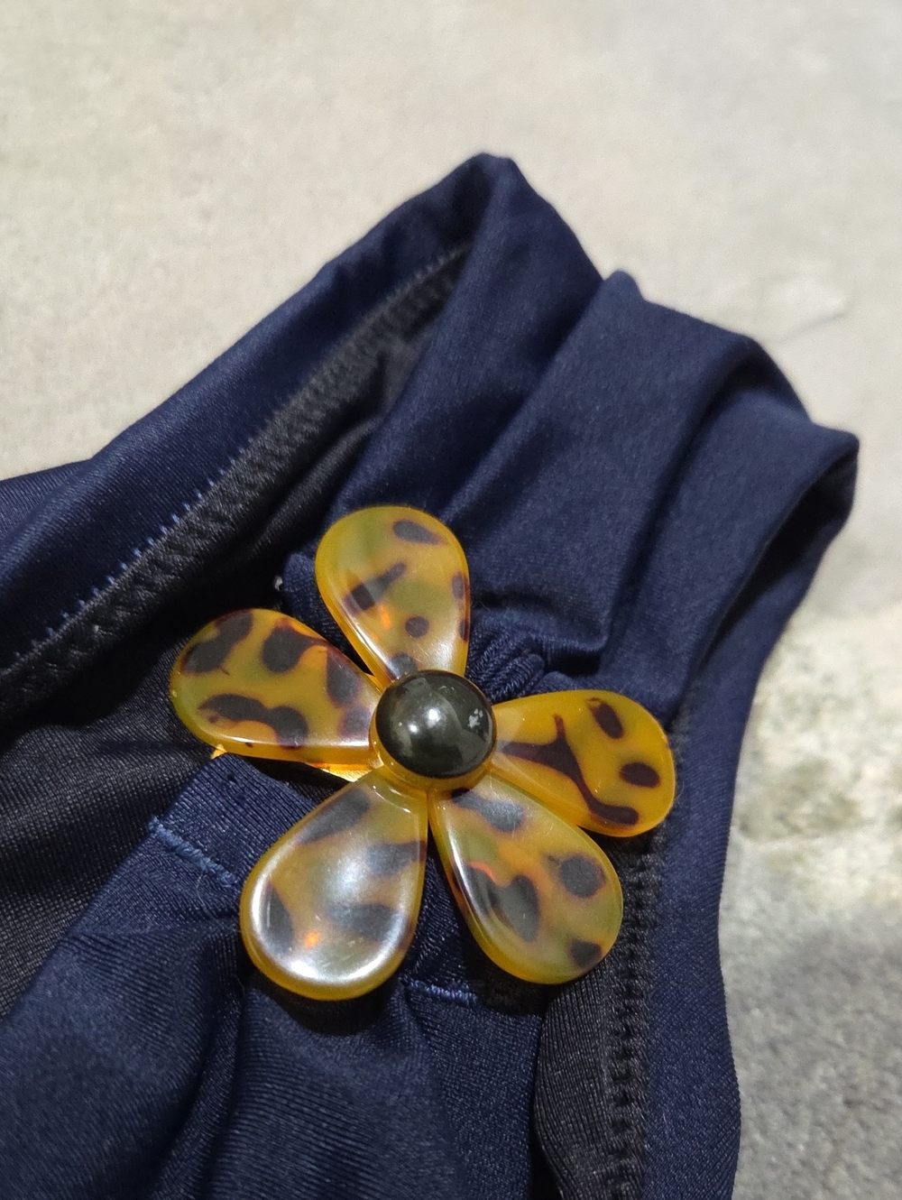 J.Crew Navy Tortoise Flower Bandeau Bikini Set Two Piece Size Small - Picture 7 of 9